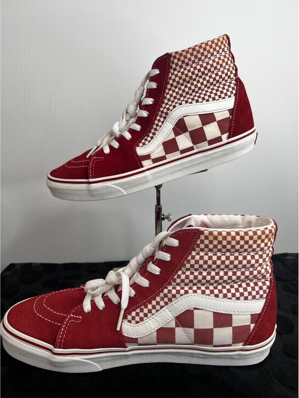 Vans Sk8-Hi Red Checkerboard High Top Sneakers Men’s 9.5 Women’s 11 EU 42.5